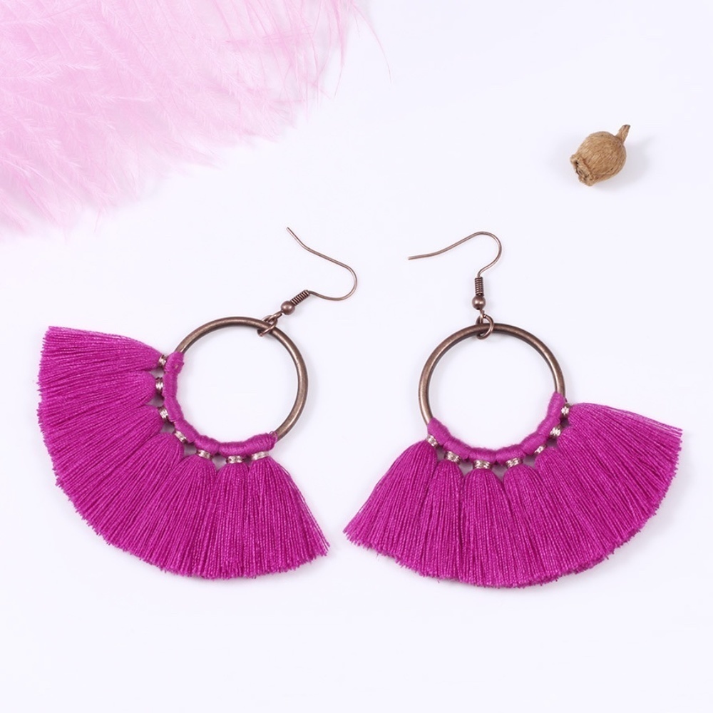 *ASTRA* Pink Round Tassel Fashion Earrings